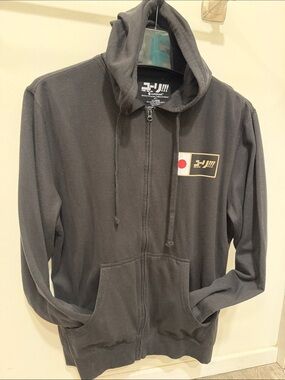 Crunchy roll for Yuri on Ice Black Zip-Up Hoodie with Japanese Flag Patch